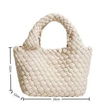 Handgeflochtenes Set aus großer und kleiner Tasche (Mutter-Kind-Tasche) – hochwertig wirkende Henkeltasche mit Kette, mini crossbody kleine Tasche, schlicht und modisch. - Schwarz - Übersicht 8