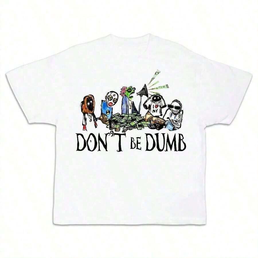 ropa de mujer 2026 Nueva camiseta de algodón A$AP ROCKY Don't Be Dumb Album, moda casual de verano para hombres y mujeres Y2K, camisas de mujer - Blanco - Ver 1