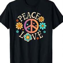 Printed T-Shirt For Men And Women - 黑色 - 查看 1