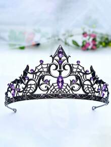 Bộ 1 vương miện hình dơi và mạng nhện phong cách Gothic – Màu đen, pha lê xanh, hoàn hảo cho Halloween, đám cưới và các bữa tiệc hóa trang, có thể dùng làm vương miện của Nữ hoàng bóng tối. - Nhiều màu - Xem 9