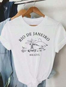 1 Piece Women's Pure Cotton Basic Summer Casual T-Shirt, Round Neck, Short Sleeve, Geometric Print, Slightly Stretchy Fabric, Elegant Style, Loose Fit, Unisex, Casual And Everyday Style, Versatile For Spring, Summer And Autumn, 180g 100% Cotton - 白色 - 查看 8
