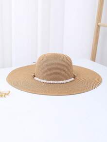 Mũ rơm rộng vành chống nắng cho nữ, mũ mùa hè có thể gấp gọn, cuộn lại, mũ mềm mại đi biển cho nữ, thích hợp cho kỳ nghỉ, du lịch. - Màu Khaki - Xem 3