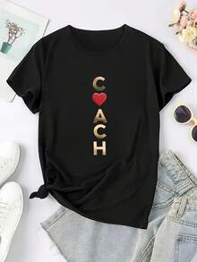 1 pieza[1] Camiseta de manga corta para mujer estilo Y2K - Top casual de cuello redondo con patrón , cómoda para todas las estaciones, lavable a máquina, estilo moderno, tela de alta calidad 180g 100% Algodón - Blanco - Ver 7