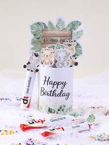 1Set/25pcs Jungle Safari Animal Chocolate Wrapping Paper,Watercolor Safari Animal Stickers,Jungle Animal Themed Birthday Party,Safari Themed Candy Decorations,Birthday Party Table Decor,Chocolate Candy Packaging Supplies,Babyshower Decoration,Birthday Party Supplies,DIY Chocolate Sleeve For Birthday Party, Happy Birthday Treat Boxes For Party Favors, Gift Wrapping Supplies,Birthday Gifts, German Party Gifts - Jungle Animals - View 2