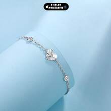 Vòng tay nữ bằng bạc S925 hình trái tim đính đá Moissanite lấp lánh, dây xích điều chỉnh được. - Vàng - Xem 4