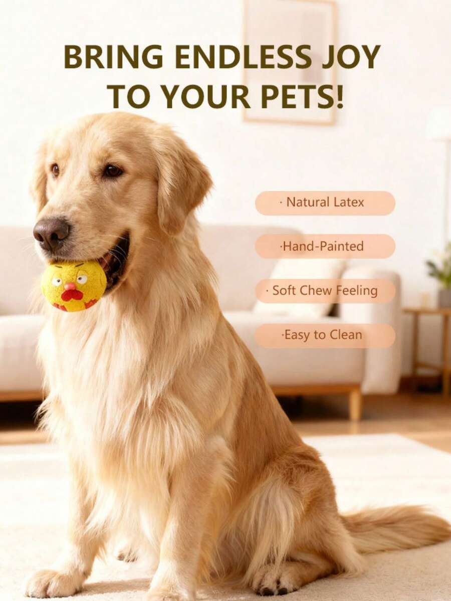 Đồ chơi nhai bằng cao su thiên nhiên, đồ chơi phát ra tiếng kêu bền và thân thiện với răng cho chó, đồ dùng cho thú cưng. - Màu vàng - Xem 1
