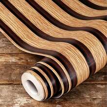 1M/3M Self-Adhesive Faux Wood Lattice Wallpaper, PVC Material Removable Waterproof Decorative Wall Paper For Room Background, Cabinet Renovation - Stripe - View 12