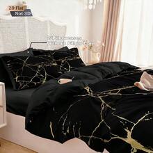 3pcs Marble Texture Pattern Printed Duvet Cover Set, Includes: 1pc Duvet Cover + 2pcs Pillow Shams (Comforter & Pillows Not Included), Polyester Fabric, Soft & Comfortable Bedding Set, Zipper Closure, Machine Washable, Suitable As Gift, For Bedroom, Travel, Dorm (Male/Female) All Seasons - Multicolor - View 10