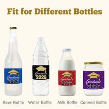 10/20pcs 2026 Graduation Water Bottle Stickers,Bachelor's Hat And Fireworks Design,Suitable For Graduation Party, Class Of 2026 Party , Party Favors ,Graduation Party Decorations - View 3