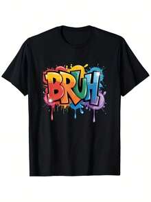 Camiseta con Caras Divertidas para Niños, Estética de Dibujos para Adolescentes - Negro - Ver 5