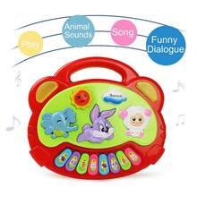 Juego de teclado de Piano de dibujos animados para niños con sonidos de animales luz intermitente música instrumento de bebé juguetes musicales juguetes educativos regalos para niños - Dinosaurio F - Ver 3
