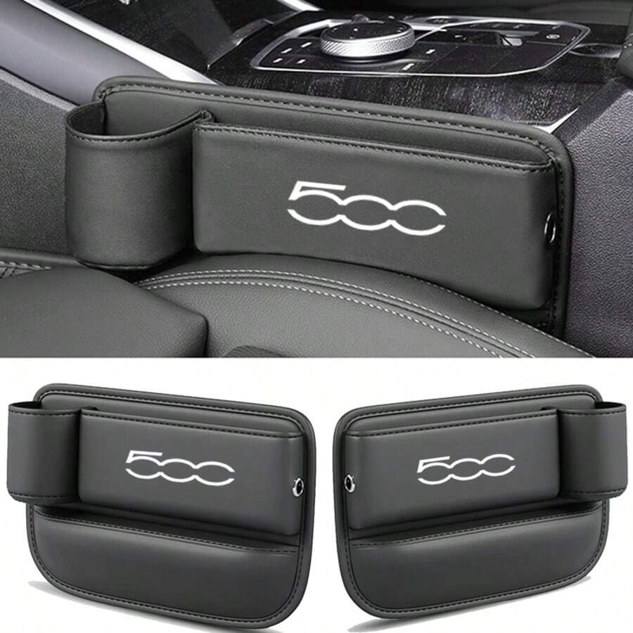 Leather Car Seat Gap Cup Holder & Side Storage Box For Fiat 500 - A - View 1