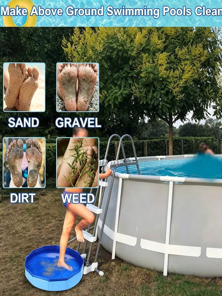1pc Portable Folding Foot Bath Basin | Quick Folding Lightweight Storage Design | PVC Composite Material Folding Structure With Multiple Components | Suitable For Pool Entrance, Foot Cleaning, Outdoor, Yard Use, Summer Pool Essential - A - View 1
