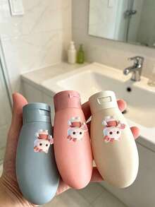 Cute Cat Pattern Travel Squeeze Bottle Set, Refillable Cosmetic Containers, Portable Shampoo, Lotion, Shower Gel Bottles With Funnel, Soft Squeeze Bottles In Multiple Colors, Suitable For Women Business Travel, Vacation, Fitness, Outdoor Use, Lightweight And Easy To Carry, Perfect For Storing Liquid Cosmetics - Multicolor - View 4