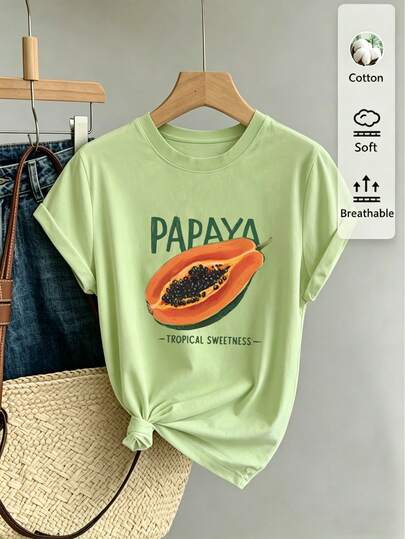 Blusas oversized de primavera/verão, 100% algodão, camisetas femininas de manga curta, estampa divertida e fresca de mamão, gola redonda em cor sólida, macias e confortáveis, casuais, streetwear, Y2K, praia, formatura, férias, blusa, verão, primavera, camiseta, academia, esporte, blusa de festa, vintage, carnaval, Dia dos Namorados, Maija, blusas femininas, blusas femininas, look de primavera, roupas femininas de verão, camisetas divertidas, férias, praia, casual, blusas fofas, blusas pretas, blusas brancas, blusas de verão, blusas de primavera femininas, roupas femininas de Páscoa, carnaval, todas as estações, escritório/lazer/casa/minimalista, estilo ocidental feminino, looks, estilo retrô americano, unissex, agasalho, outono, tamanho grande feminino, Dia dos Namorados, carnaval, blusa de verão, festival de música, blusa verde