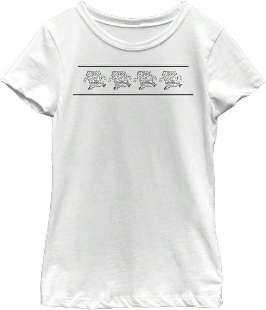 Camiseta de Manga Corta para niñas con diseño de Bob Esponja Camiseta para Niñasshort-sleeve T-shirt / short-sleeve tee - Blanco - Ver 1