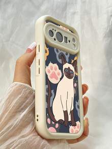 NR180 シャム猫のかわいい猫,対応するPixel 10 9 8 Pro 9A 8A ケース、対応するiPhone17 16 15 14 13 12 11 Pro Max 7 8 16 15 14 Plus 16e 17e 17 Air ケース、フルカメラ保護ソフト TPU ケース、キャンディカラーエンジェルアイラダーマットシリコン肌に優しいタッチフォンケースカバー（女性＆女の子向け） - ホワイト - チェックする 3