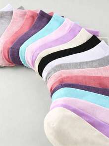 1/10/20 Pairs Women's Candy Color Solid Socks, Sports Socks, Short Socks, Invisible Socks, Solid Color Minimalist Fashion, Suitable For Daily Casual Wear - Multicolor - View 4