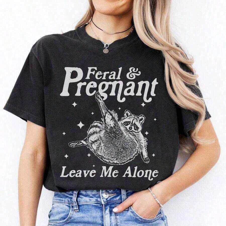 [Trending Women] . Women's Maternity Raccoon Top, Cute Top For Woman, Camisetas De Mujer De Algodón . Funny Shirts Women, Graphic T Shirts, Pregnancy Outfits, Summer Clothes . Loose Fit And Stylish, Breathable And Soft . 100% Cotton, Soft And Skin-Friendly . With Raccoon And Maternity Quote Print, Featuring A Fun Pregnancy Graphic . Maternity Clothes, Tops For Women . Suitable For Summer Outfits, Beach, Going Out Tops For Women, Maternity, Pregnancy Outfits, Baby Shower - Nhiều màu B - Xem 1