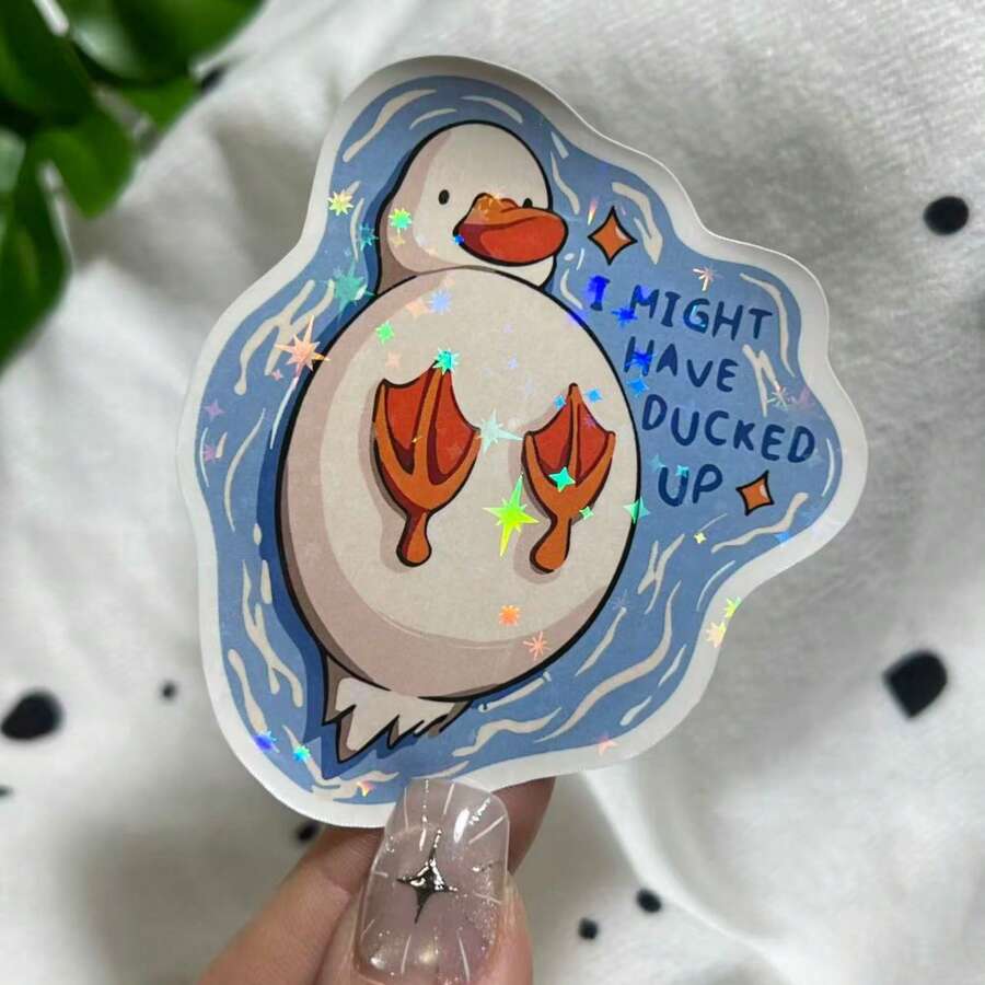 1/2/5 miếng dán hình vịt hoạt hình hài hước "Tôi có thể đã làm hỏng việc rồi", thích hợp dán lên laptop, bình nước, ván trượt, cốc, ốp điện thoại, máy tính bảng, sổ tay, nhật ký, bàn làm việc văn phòng. - A - Xem 1