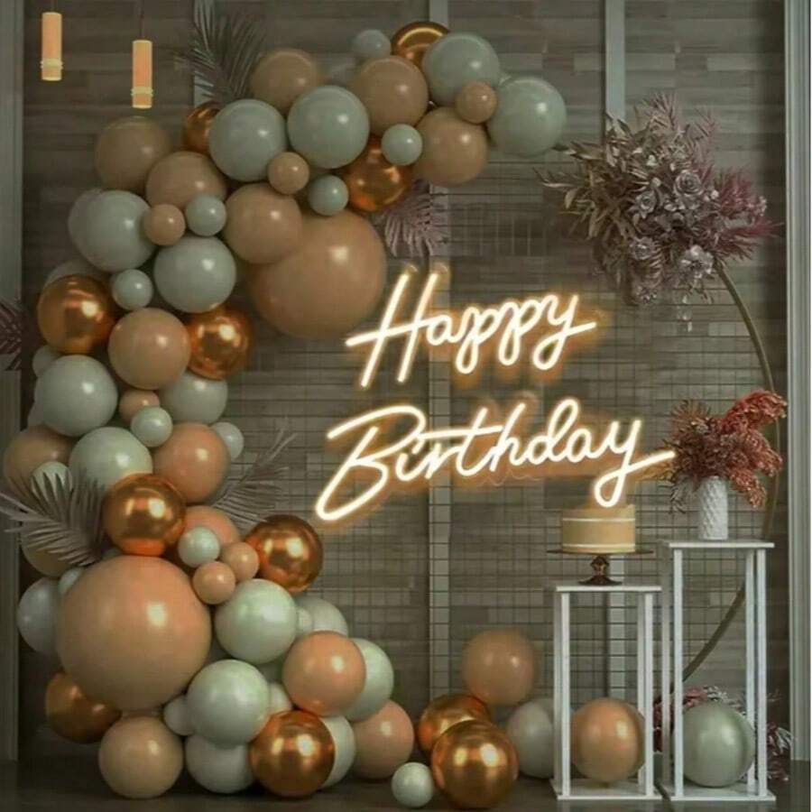 1pc USB Powered Colorful Neon Light "Happy Birthday" Decoration Lamp, Suitable For Party, Teen Gift, Birthday Party Decor, Size: 44.4*27cm - Multicolor - View 1