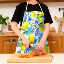 1pc, Home Decor, Vintage Lemon Art Pattern Printed Apron, Sleeveless, Neck Strap Design, Suitable For Cooking, Baking And Entertainment, Perfect For Home Dining, Parties, Outdoor BBQ Parties, Baking Apron|Bright Apron|Polyester Apron|Printed Apron - Multicolor - View 2