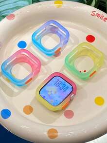 夏季可愛時尚漸層多巴胺色透明矽膠軟殼 Series 11 10 Ultra 9 8 7 6 5 4 3 2 1 SE 46mm 42mm 40mm 41mm 44mm 45mm 49mm 手錶保護殼配件 - 粉黃色 - 查看 5