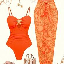 Women Long Dresses - Orange - View 2