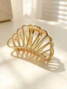 1pc Women's Small Gold-Plated Hair Claw Clip, Princess Style Half-Up Hairstyle Accessory, Suitable For Casual, Holiday, Wedding, Bridesmaid - Gold - View 11