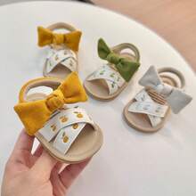Giày lưới mùa hè cho trẻ sơ sinh/trẻ nhỏ, 0-1 tuổi, 3-6-12 tháng tuổi, giày tập đi cho bé trai/bé gái, đế cao su mềm, chống trượt, họa tiết hoạt hình. - Màu vàng - Xem 1