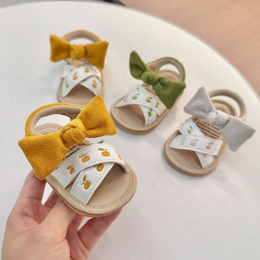 Giày lưới mùa hè cho trẻ sơ sinh/trẻ nhỏ, 0-1 tuổi, 3-6-12 tháng tuổi, giày tập đi cho bé trai/bé gái, đế cao su mềm, chống trượt, họa tiết hoạt hình. - Màu vàng - Xem 1