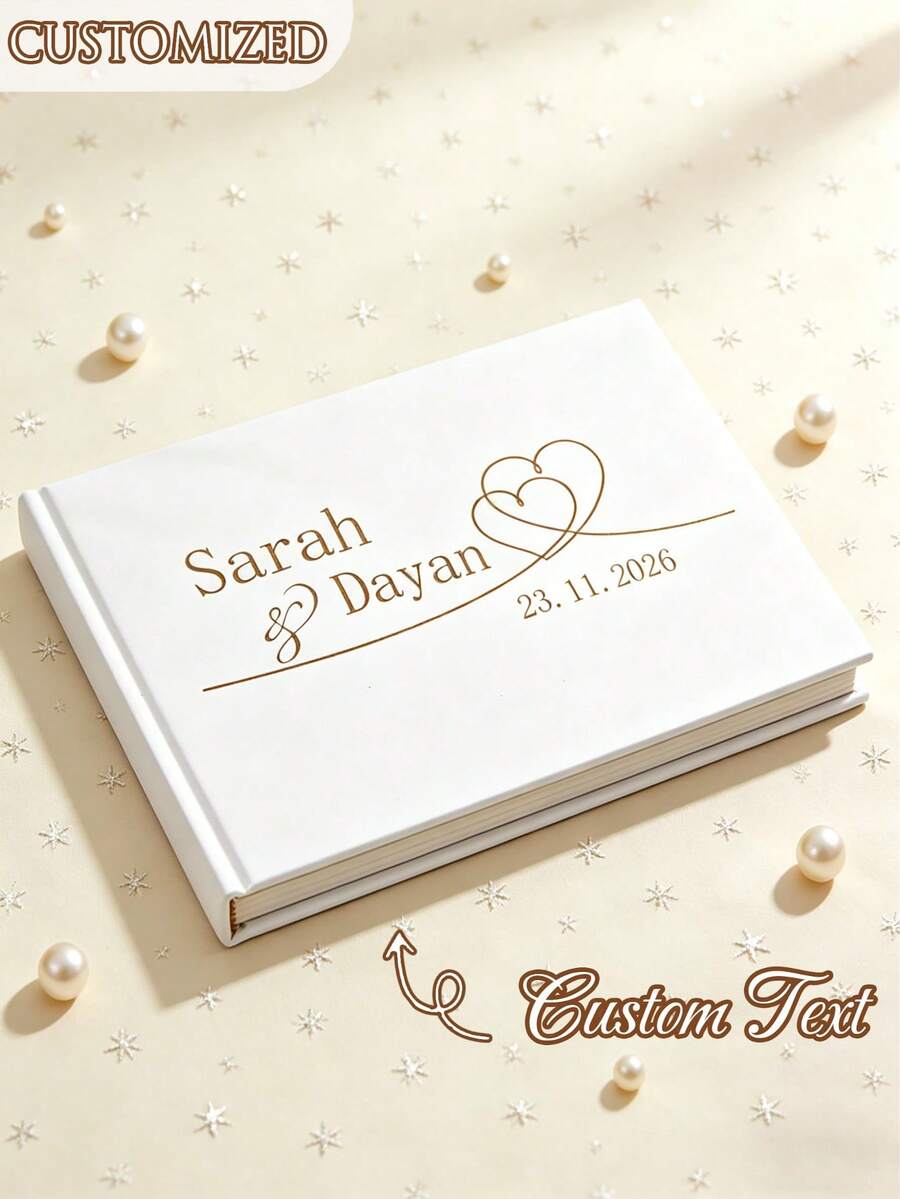 Libro de invitados de boda personalizado, nombre de letra personalizable, álbum de fotos conmemorativo de boda, de alta calidad, personalización exquisita, adecuado para novio, novia, aniversario, Día de San Valentín, Día de la Madre, cumpleaños, Día del Padre, etc. - Multicolor - Ver 1