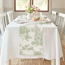 Spring Table Runner, Green Floral Bohemian Style Table Runner, Suitable For Cafe, Restaurant, Kitchen, Sage Color - Multicolor - View 8