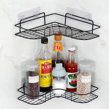 New Kitchen Shelf No Drill Metal Rack Wall Mounted Spice Organizer Multifunctional Kitchen Corner Shelf Kitchen Accessories - Negro B - Ver 4