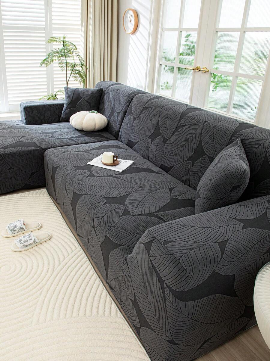 1pc 3D Sofa Cover, Multi-Functional Full Coverage Sofa Slipcover, Holiday Decor Elastic One-Piece Sofa Cover, Suitable For 1/2/3/4 Seater Sofa - Dark Grey - View 1