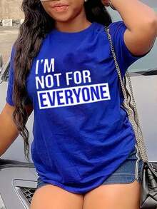 Camiseta de manga corta con estampado de eslogan para mujer, "NO SOY PARA TODOS", camisetas gráficas, tops de mujer, ropa de verano. - Azul - Ver 7