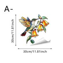 1 pieza Pegatina de ventana con estampado de flores y colibríes, adecuada para baño, sala de estar, dormitorio, balcón, decoración removible y autoadhesiva para el hogar - Pegatinas de pájaros para ventanas - Ver 15