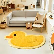 1pc Thick Plush Duck Shaped Rug, Faux Wool Material, Suitable For Autumn/Winter, Decorative Carpet For Bedroom, Living Room, Home Decor, Washable - Multicolor - View 4