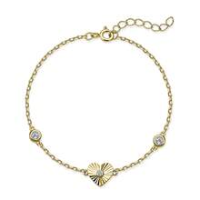Vòng tay nữ bằng bạc S925 hình trái tim đính đá Moissanite lấp lánh, dây xích điều chỉnh được. - Vàng - Xem 12