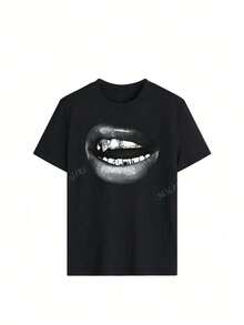 Free Shipping, Local Delivery In Mexico, 4-Day Delivery. Women's Casual Summer T-Shirt With Custom Print, Crew Neck, Modern And Versatile. Summer Tops, White Top, Pink Top - Black - View 2