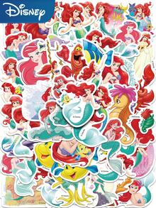 Disney 50張迪士尼美人魚愛麗兒公主貼紙貼紙，適用於手機殼、行李箱、電腦、日記本、滑板、頭盔，卡通裝飾貼紙，創意禮物，學校用品 - A - 查看 7