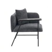 A Modern Armchair With A Comfortable Fabric Backrest And Two Storage Compartments, Complemented By A Practical Side Table. This Minimalist Side Table With Storage Features A Sturdy Metal Frame. - Dark Gray - 查看 4