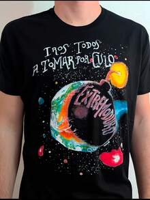 Extremoduro Concert T-Shirt, Rock Clothing With Anime Design, Round Neck, Regular Fit, Geometric Pattern, For All Seasons, Perfect For Men, Plus Size, Loose And Comfortable For Summer. - Black - View 1