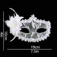 1 Stück Spitzenblumen Gesichtsmaske, Brautaccessoire, sexy weiße Spitze & Blumen Halbgesichtsmaske für Maskenball, Party Kostüm Dekoration - mehrfarbig - Übersicht 8