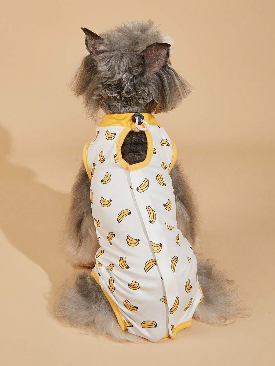 1pc Adjustable Cat Spay/Neuter Clothing, Soft Thin Breathable 4-Leg Design For Cats, Warm Protection After Surgery Or Weaning - Yellow - View 1