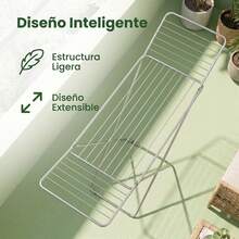 Vara de tender ropa con alas plegables, perchero extensible y ligero para el hogar, 55x105x181 cm - Negro - Ver 6