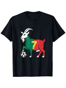 Funny Goat Soccer Design Women Men -Shirt - 黑色 - 查看 10