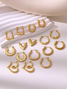 Minimalist Asymmetrical U-Shaped Stainless Steel Earrings For Women, French Style Fashion Item, Random Style Shipped, Suitable For Daily Wear And Dates, Great Gift For Women On Mother's Day, Ramadan, Graduation - New U-shaped Hydraulic Earrings - View 3