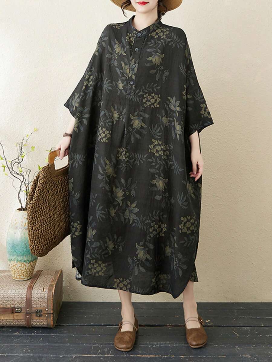 AZAH Halloween Elegant Ball 夏季女款休閒度假波希米亞風掛脖中長洋裝,大傘擺下襬,薄款修身剪裁 - 深灰色 - 查看 1