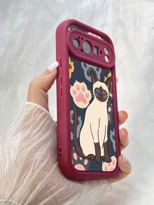 NR180 シャム猫のかわいい猫,対応するPixel 10 9 8 Pro 9A 8A ケース、対応するiPhone17 16 15 14 13 12 11 Pro Max 7 8 16 15 14 Plus 16e 17e 17 Air ケース、フルカメラ保護ソフト TPU ケース、キャンディカラーエンジェルアイラダーマットシリコン肌に優しいタッチフォンケースカバー（女性＆女の子向け） - バーガンディ - チェックする 2